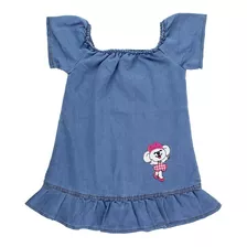 Kit 2 Vestidos Jeans Infantil Menina Babado Ombro A Ombro