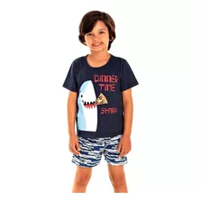 Pijama Infantil Menino Com Tubarão E Barbatana Nas Costas