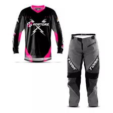 Calça E Camisa Conjunto Insane X Trilha Motocross Rosa Pink