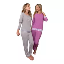 Pijama Invierno Susurro Con Puntilla Y Cartera T Grandes