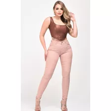 Calça Jeans Feminina Cós Alto Hot Pants Skinny Preta