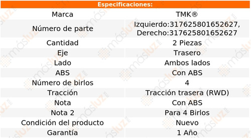 2- Mazas Traseras Con Abs Bmw 540i 8 Cil 4.0l 1994/1995 Tmk Foto 2