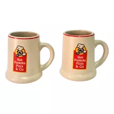 Caneca Que Pankeka Pizza & Cia Domeq Vintage C/ 2 Peças Tk0d