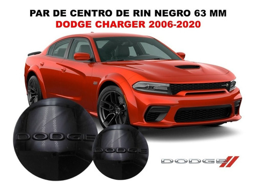 Par De Centros De Rin Dodge Charger 2006-2020 Negro 63 Mm Foto 2