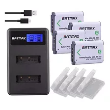 Batmax Paquete De 4 Baterías Np-bx1 ( Mah) Y Cargador Usb .