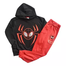 Conjunto Spiderman Sudadera Y Pants Felpa De Marvel Niños