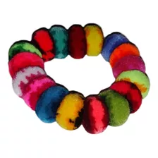 Colita Chuleta Scrunchies Pulsera Pompón Vellon De Oveja