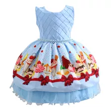 Vestido Tema Sorvete Festa Azul Infantil Princesa Oferta!