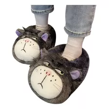 Zapatillas De Peluche Cálidas De Con Diseño De Gato
