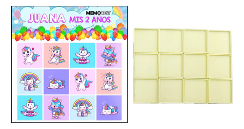 Memotest De Unicornios Ideal Souvenir Para Cumpleaños X10