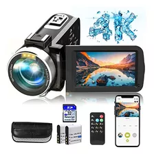 4k Video Camera, Camcorder With Ir Night Vision, Wifi Digita
