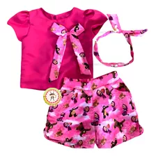 Conjunto Blusa E Short Menina Infantil Festa Temático