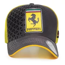 Boné Ferrari Trucker Verde Amarela Fórmula V8 Sf90 F8 Spider