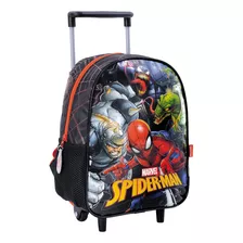 Spiderman Mochila Con Carro Jardin 12 PuLG Comic Marvel Edu Color Negro 38210 Diseño De La Tela Estampado