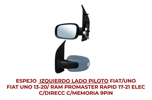 Espejo Fiat Uno 13-20/ Promaster Rapid 17-21 C/direc Izq Ore Foto 2