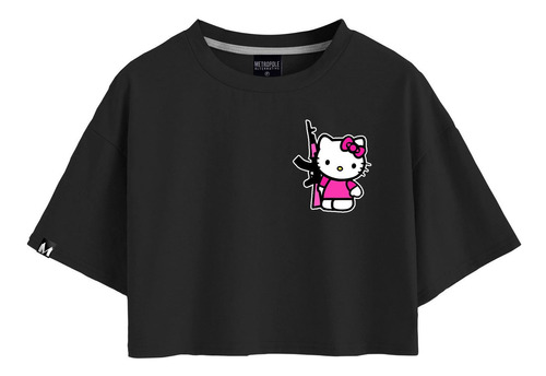 Blusa Teen Hello Kitty Desenho Cropped Moda Blogueira Tshirt