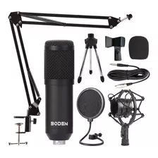 Kit Microfone Condensador Bm800 Xlr Estúdio Profissional Cor Preto