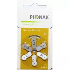 Pilha Phonak P10 Mercury Free Caixa Com 60 Unidades
