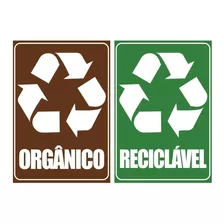 2 Adesivos Lixeiras Coleta Seletiva Reciclável + Orgânico