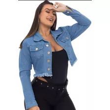 Jaqueta Feminina Jeans Barra Desfiada Com Destroyed Luxuosa