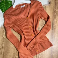 Casaco Cardigan Feminino Botão Com Decote Em V De Malha119