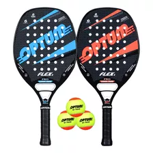 Kit Raquete Beach Tennis Com 3 Bolas De Brinde Optum Flex 2