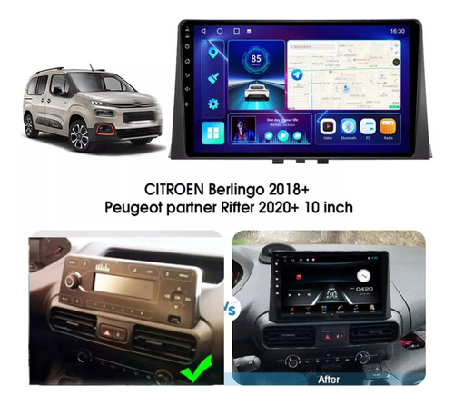 Radio Android 10 Pulgadas Peugeot Partner Berlingo Instalada Foto 2