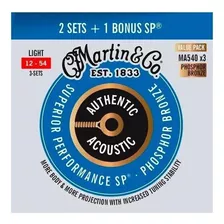 Martin Guitar, 3 Pack De 6 Cuerdas C/u, Ma540 Superior Perf.