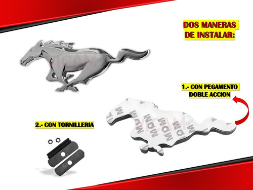 Emblema Delantero Mustang De Metal Con Tornillera Cromado Foto 3