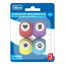 Furador Decorativos 9mm 4un Tilibra Cor Colorido Forma Da Perfuração Coração