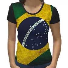 Camiseta Baby Look Bandeira Do Brasil Pátria Brasileira