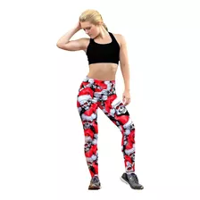 Leggin Dama Sublimado Licra Cráneo Navideño Gym Bi-estrech