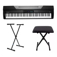 Kit Piano Arranjador Kurzweil Ka70 Com Banqueta E Estante