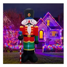 Cascanueces Inflables Navideño Soldado Con Led 2.4m