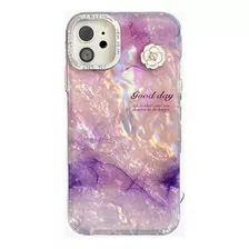 Funda Premium Marmol Con Florcito Para iPhone 11