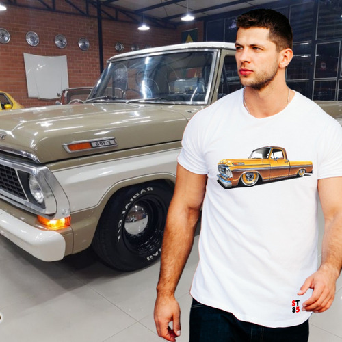 Camiseta Ford F100-V8 Feminina Preta