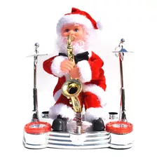 Cantando Papai Noel E Dançando Papai Noel Toca Saxofone A