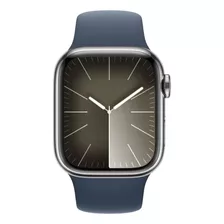 Apple Watch Series 9 Gps + Cellular Caixa Prateada De Aço Inoxidável 41 Mm Pulseira Esportiva Azul-tempestade P/m