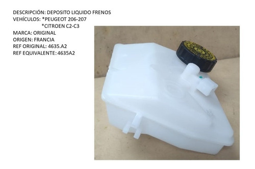 Deposito Liquido Frenos Peugeot 206-207-citroen C2-c3 Origin Foto 6