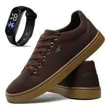 Combo Sapatênis Casual Masculino New York + Relógio Led