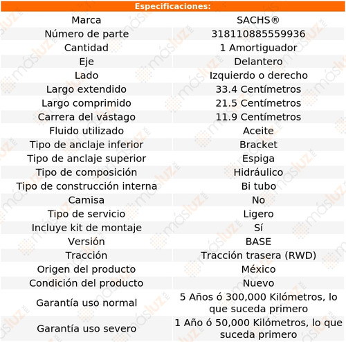 (1) Amortiguador Hid Del Izq/der Lemans V8 5.3l 64/67 Sachs Foto 2