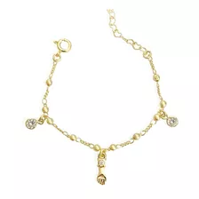 Pulseira Figuinha Bebe Criança Banhada A Ouro 18k + Brinde