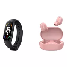 Reloj Smartband M7 Negro + Auriculares Inalámbricos Rosa