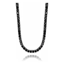 Colar Riviera Em Prata 925 E Diamantes Black Moissanite