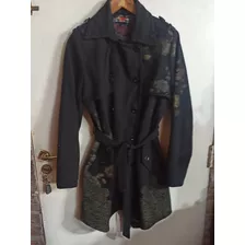 Saco Desigual Negro Flores Verde Seco Lazo Dice 44 Es M Tre