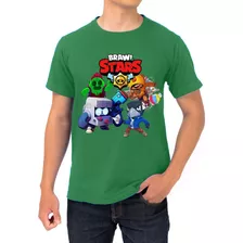 Camiseta Camisa Gamer Brawl Stars Verde 100% Algodão Fio30.1