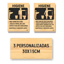 Placa Dizeres Higiene Kit E 3 Personalizadas 30x15