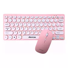 Teclado E Mouse Sem Fio Wireless Keyboard Silencioso Rosa