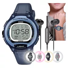 Relógio Casio Infantil Digital Original Lw-203 + Fone Ouvido Cor Azul - Lw-203-2avdf