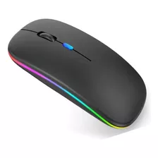 Mouse Sem Fio Com Led Wireless Recarregável Leve Ergonomico Cor Preto